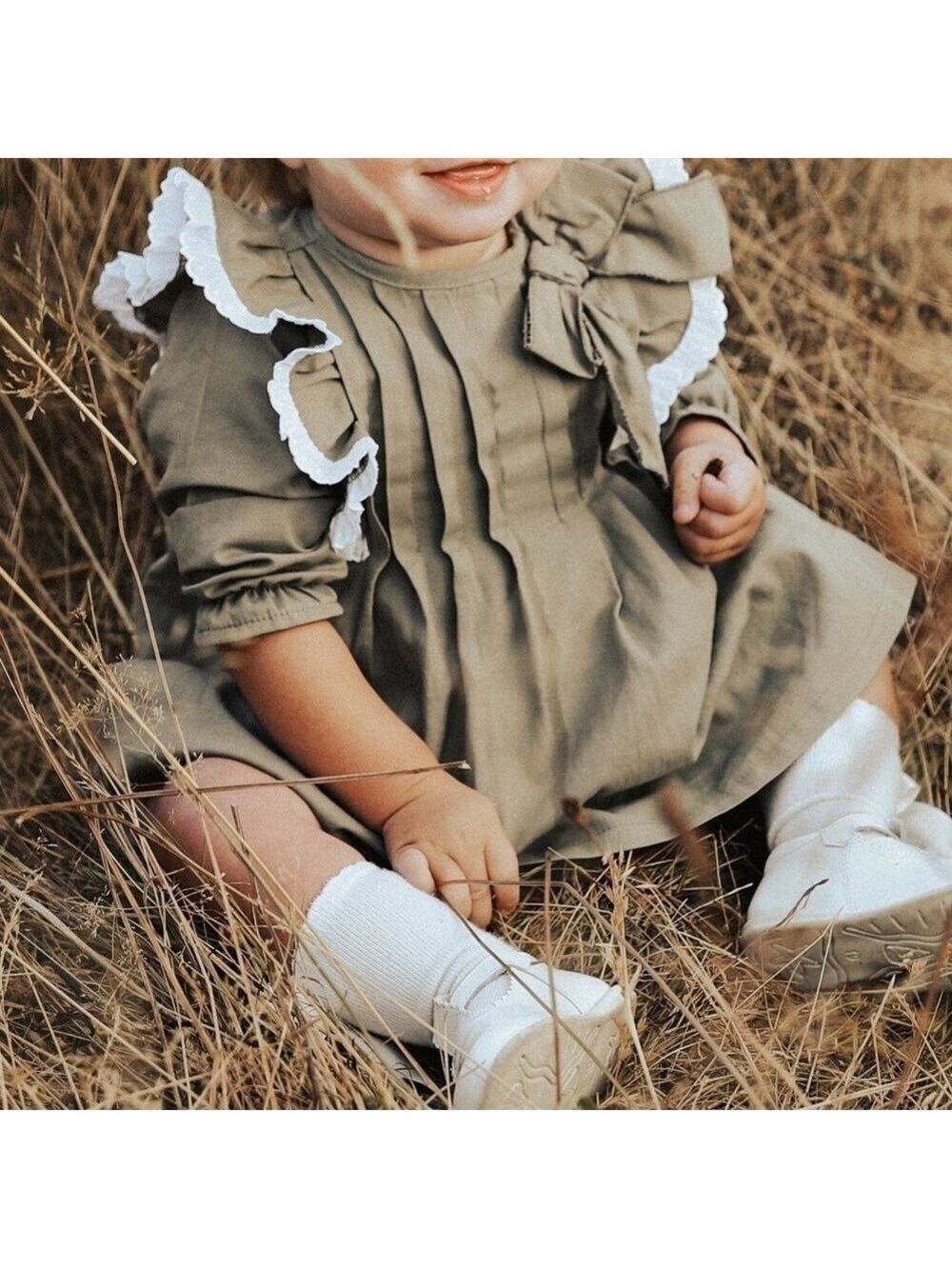 GIRLS Green Bow & Ruffle Dress - Picture 5 of 5
